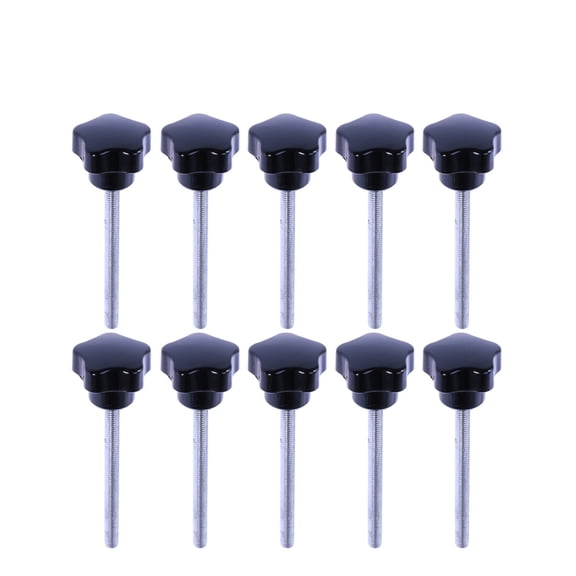 10 PCS M5x60 Hole Five Star Screw Grips Star Head Clamping Knobs (Black)