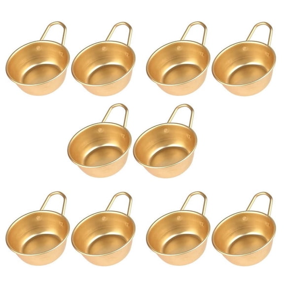 10 PCS Makgeolli Bowls Aluminum Korean Traditional Bowls for Korean Raw Rice Wine,10 x rice wine bowl,gold