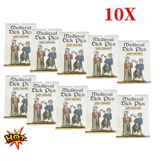 10 PCS Medieval Dick Pics 2025 Calendar,Strange Medieval Dick Wall