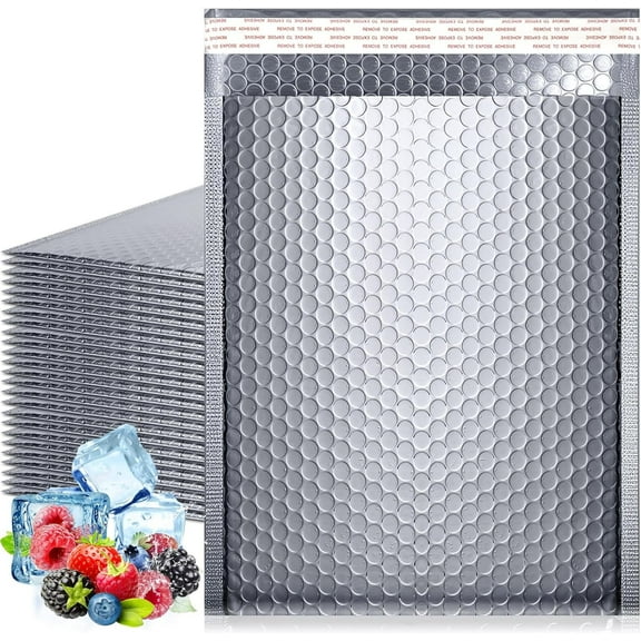 10 PCS Metallic Bubble Mailers,8 x 11 Inches Thermal Bubble Mailer,Insulated Mailers for Cold Shipping,Waterproof Insulated Shipping Envelopes for Food, Cosmetics(Sliver)