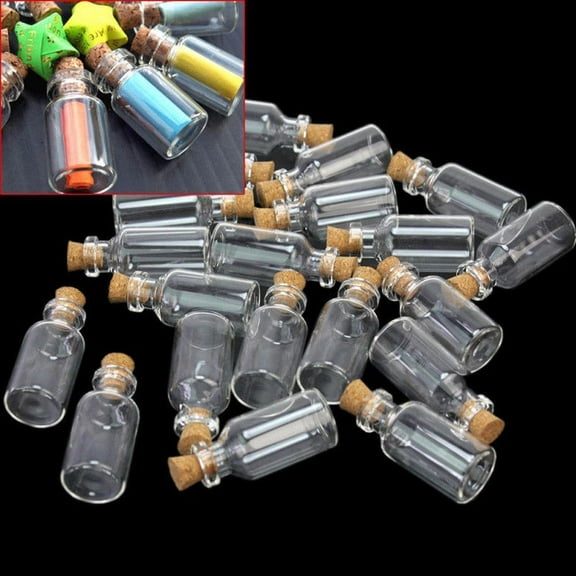 10 PCS Mini Glass Bottles, 1ML Transparent mini glass bottle with cork stopper