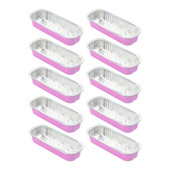 10 PCS Mini Loaf Baking Pans,Rectangle Aluminum Foil Baking Pans Tins Containers,Disposable Aluminum Foil Tin Box,Cupcake Container Perfect for Homemade Cakes & Breads(5.78x1.85x1.18")(Pink)