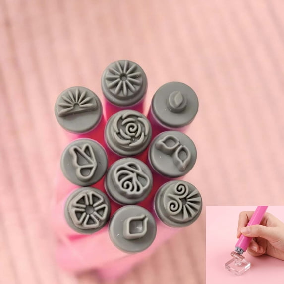 10 PCS Nail Stamp Art Pen Set, Practical Nail Stamper Tools for Women Various Pattern Butterfly Snowflake Flower Nail Stamping Pen Nail Dotting Tool Ideal Nail Accessories for Home DIY