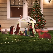 10 PCS Outdoor Nativity Scene Lighted Christmas Family Yard Decoration Nativity Sets Weatherproof, White