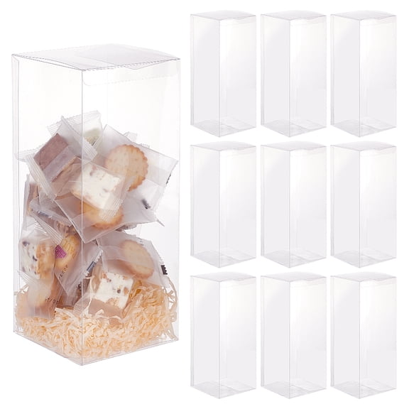 10 PCS PVC Storage Box 3.93x3.93x9.84 Inch Candy Gift Packaging Supplies Rectangular Plastic Boxes DIY