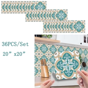 10 PCS Peel and Stick Floor Tile, 6"x6" Vinyl Moroccan Style Floor Tiles, Removable and Waterproof Flooring Tiles for Renters, Stick on Floor Tiles for Bathroom, Kitchen, Staircase