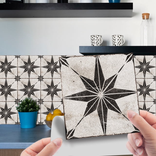 10 PCS Peel and Stick Floor Tile, 6"x6" Vinyl Moroccan Style Floor ...