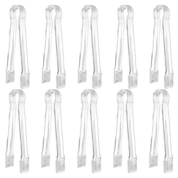 10 PCS Plastic Serving Tongs, Disposable Plastic Tongs, Clear Kitchen Small Serving Utensils for Serving for Party Food Buffet Appetizer Salad Catering Ice, 6.3 Inches