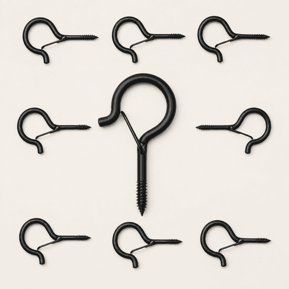 10 PCS Q-Hanger Hooks with Safety Buckle, Screw Hooks for Outdoor String Lights, Ceiling Hooks for Hanging Plants, Black