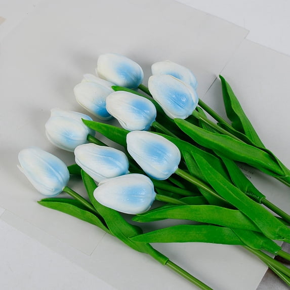 10 PCS Real Touch Artificial Tulip Flowers 13 Inch PU Tulips Stems, Multicolor Spring Bouquet for Easter, Mother's Day, Valentine's Decor, Wedding, and Home Floral Arrangements