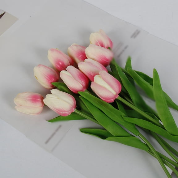10 PCS Real Touch Artificial Tulip Flowers 13 Inch PU Tulips Stems, Multicolor Spring Bouquet for Easter, Mother's Day, Valentine's Decor, Wedding, and Home Floral Arrangements -B