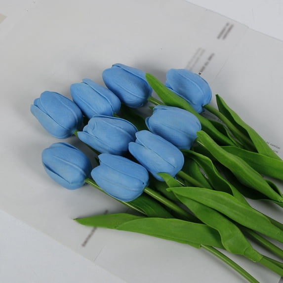 10 PCS Real Touch Artificial Tulip Flowers 13 Inch PU Tulips Stems, Multicolor Spring Bouquet for Easter, Mother's Day, Valentine's Decor, Wedding, and Home Floral Arrangements -H