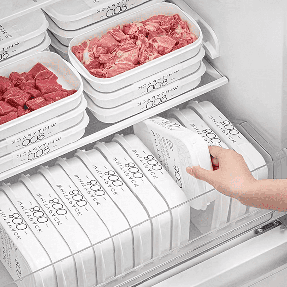 10 PCS Reusable Food Storage Containers Set, 5 Containers with 5 Lids, Food Grade Stackable Refrigerator Freezer Boxes, Airtight Fresh-Keeping Boxes for Meat, Fruit, Vegetable, Grain, Lunch & Kitchen