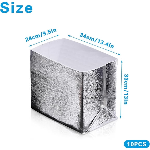 10 PCS Reusable Insulated Shipping Bags 13.4 x 9.5 x 13 Inch, Thermal Box Liners for Lunch Box Camping Picnic Foil Insulated Bag Liner Waterproof Insulation Package for Frozen and Hot Food$$Office