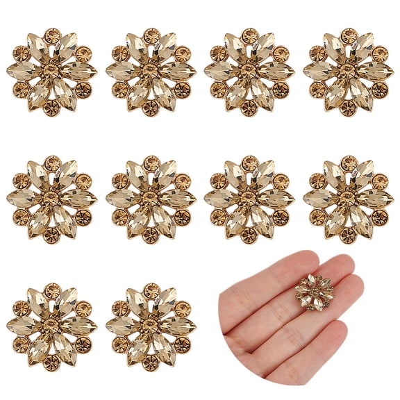 10 PCS Rhinestone Shank Buttons 20mm in Diameter Light Colorado Topaz Rhinestone Button Flower Shape Rhinestone Buttons