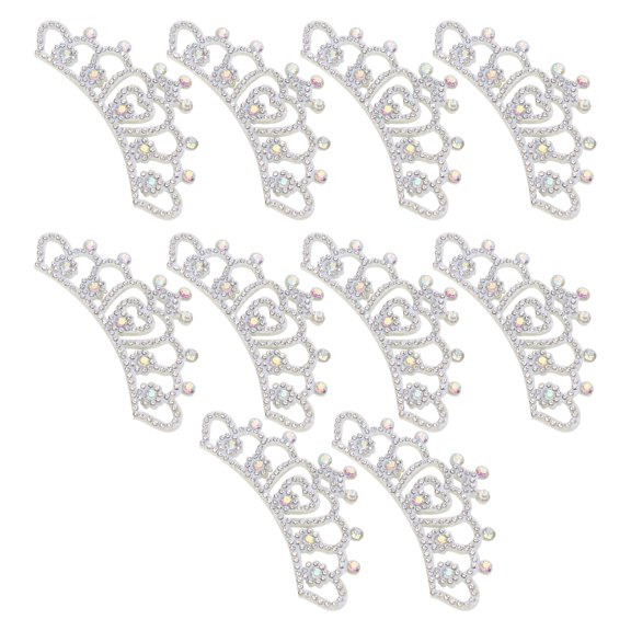 10 PCS Rhinestones Cloth Applique Crown Shaped Patches Clothes Accessories White Flower Design 3.5x1.8 inches / 8.8x4.5 cm