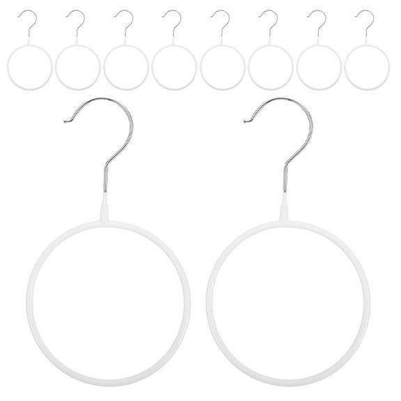 KALLORY 10Pcs White Scarf Hanger for Display and Storage of Scarves Ties Belts