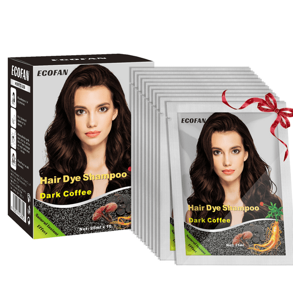 10 PCS Semi-Permanent Hair Color Shampoo - 3 in 1 Instant Hair Dye for Men & Women, Herbal Ingredients for 100% Grey Coverage (Dark Coffee)