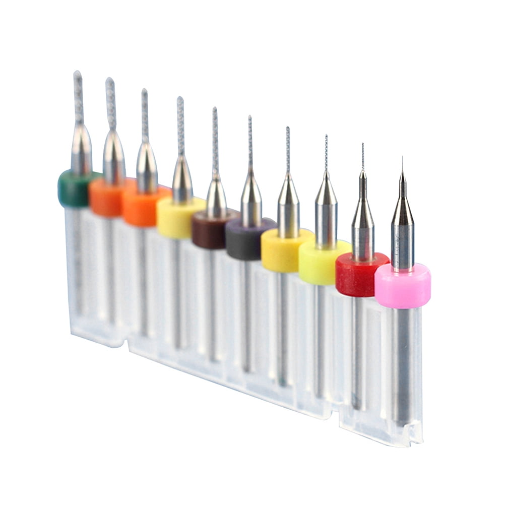 Mallofusa 10-Piece PCB Mini Drill Bit Set - 0.1mm To 1.0mm Carbide Micro Drills For Circuit Boards & CNC