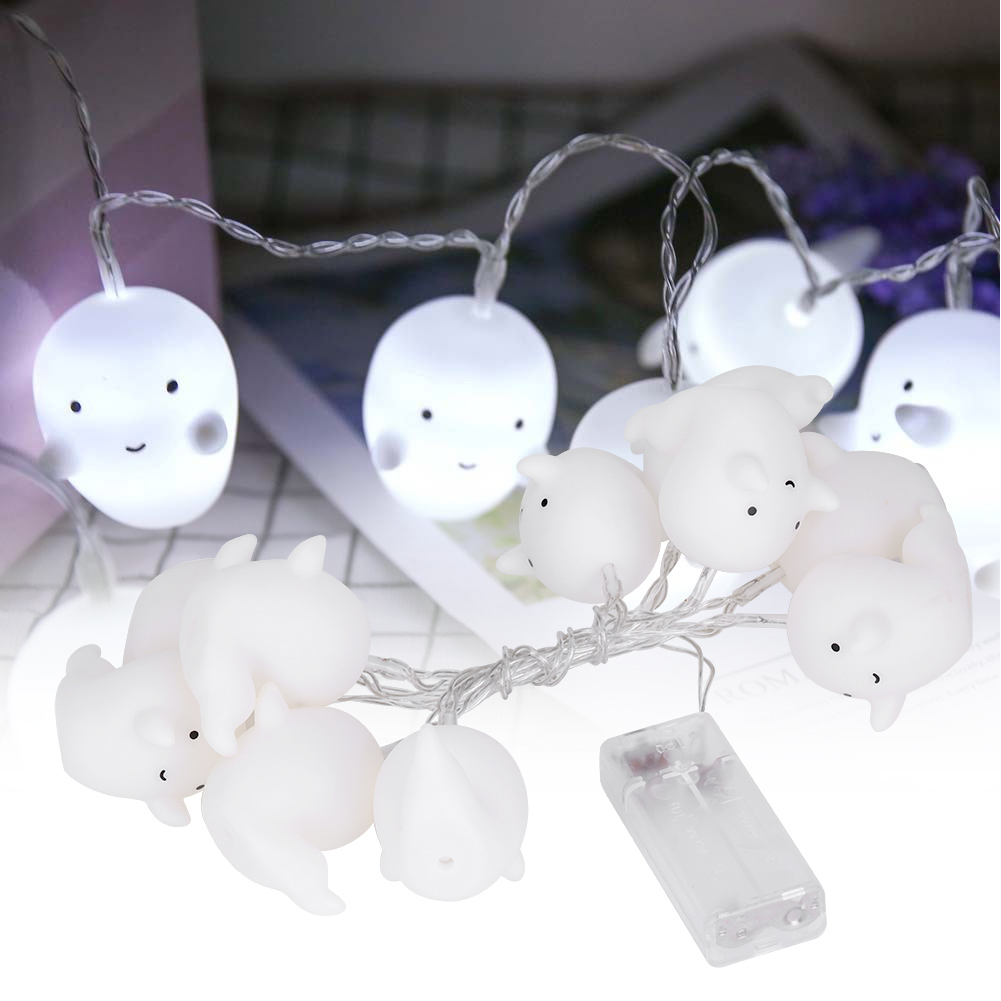 10 PCS Silicone Lights String Decoration with Battery Box Cute Ghost ...