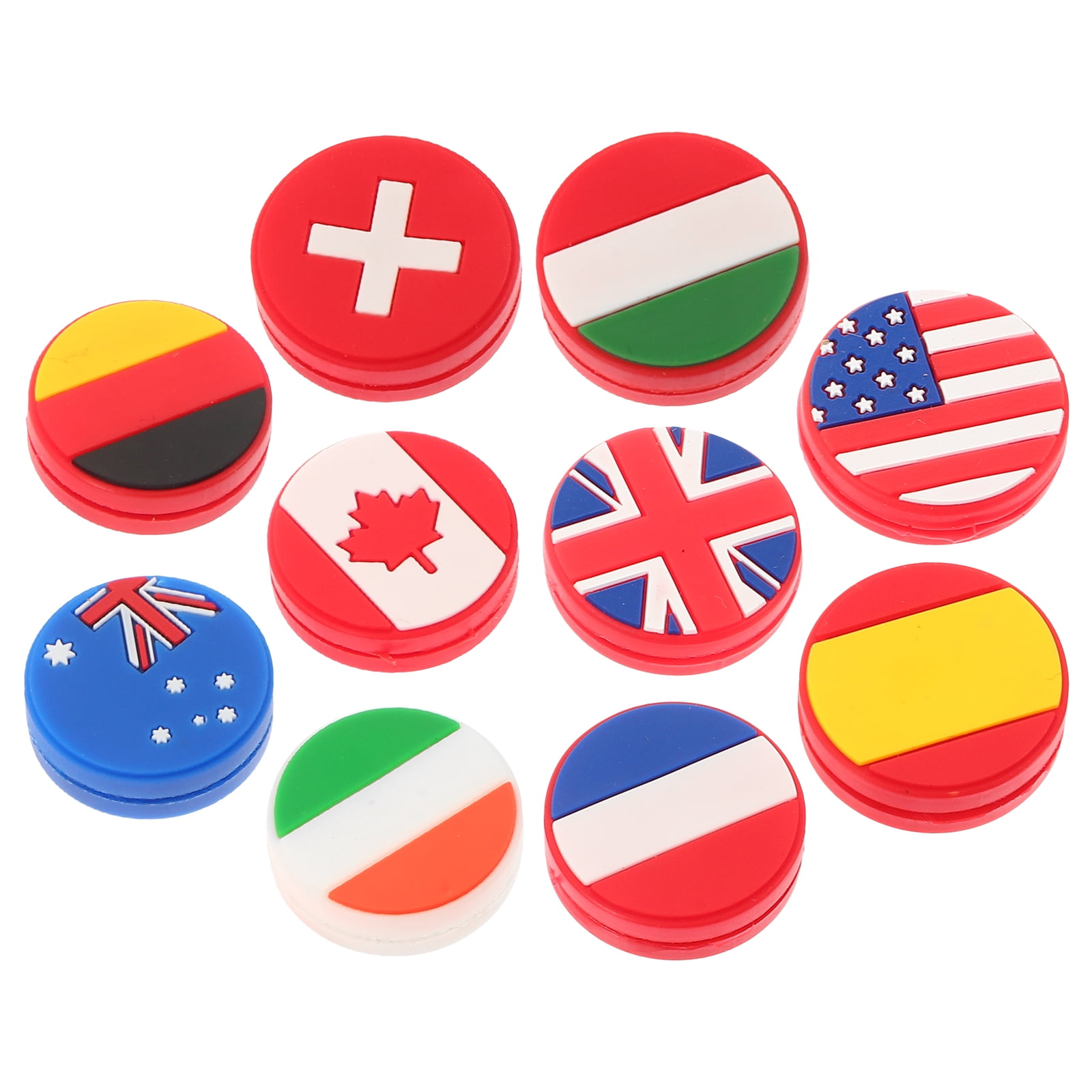 10 PCS Silicone Tennis Racket Vibration Dampeners Round Shape National Flag Pattern Tennis