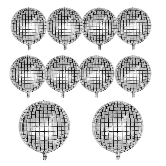 10 PCS Silver Disco Balloon 4D KKS1Round Balloon 70s 80s 90s Theme Disco Balloon Decorations Bachelorette Party Birthday Party Supplies