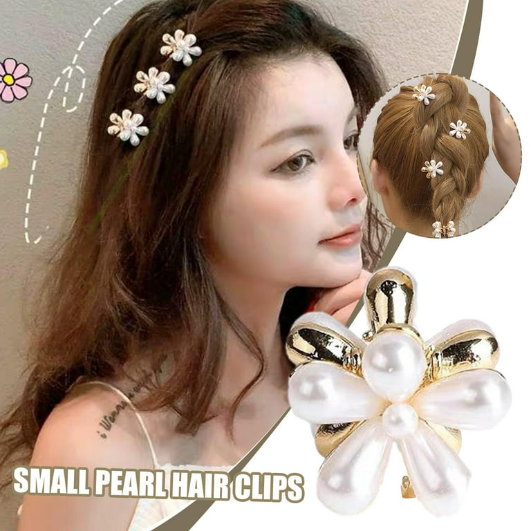 10 PCS Small Pearl Hair Claw Clips Mini Pearl Claw Clips with Flower  Design, Sweet Artificial Bangs Clips Decorative Hair Accessories for Women  Girls 
