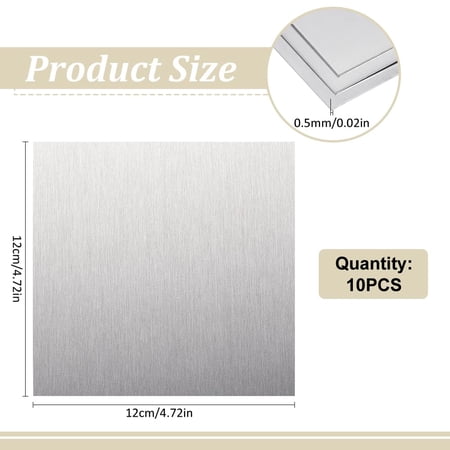 10 PCS Sqaure 6061 Aluminum Sheet Metal 4.7x4.7 Inch with Double-Sided Protective Film 0.02 Inch for Mechanical Cutting Precision Machining