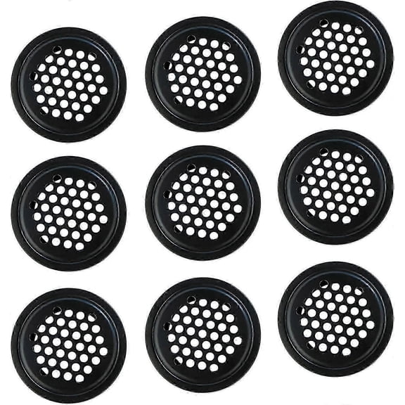 10 PCS Stainless Steel Air Vent, Circular Mesh, Black Circular Ventilation Grille, Grating Cover, Air Vent Grille Cover Ventilation of Cabinet, Wardro