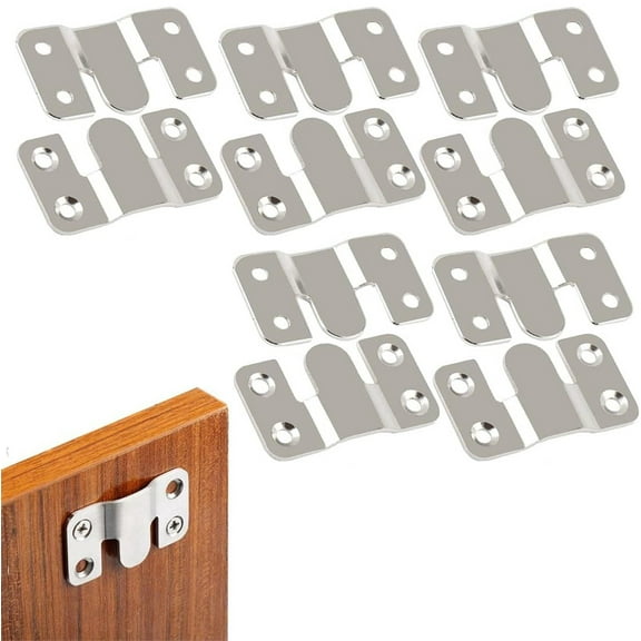 10 PCS Stainless Steel Hooks Flush Hidden Brackets Stainless Steel Z Clamp Bracket Hooks Mountain Clips For Picture Display Art Gallery