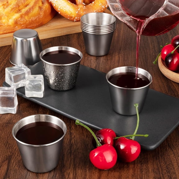 10 PCS Stainless Steel Shot Glasses, 1.5 Ounce Metal Shot Glasses Shot Cups, Small Reusable Unbreakable Espresso Cup Barware Drinking Vessel Tumbler for Wine Whiskey Bar Home Travel