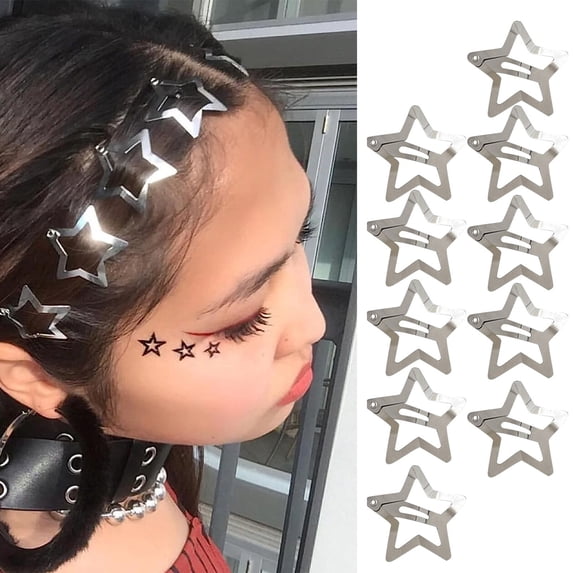 10 PCS Star Barrettes Button Hair Accessories for Girls and Ladies Non- Silver for Stylish 10PCS