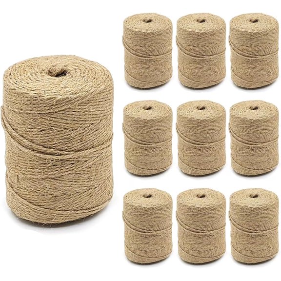 10 PCS String Bulk 6000 Feet Long, 2mm Thin Jute for Crafts, Hemp Rope Wrapping, Packing Gardening, Crochet Knitting Macrame Decor, 600 Feet Each Roll