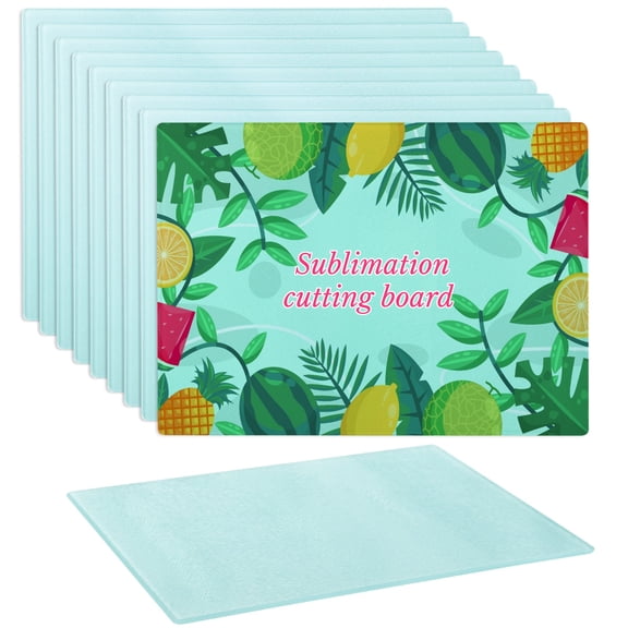 10 PCS Sublimation Glass Cutting Boards, Blank DIY Cutting Boards for Kitchen, Textured Sublimation Tempered Glass Cutting Boards, Anti Slip Heat Resistant Cutting Boards