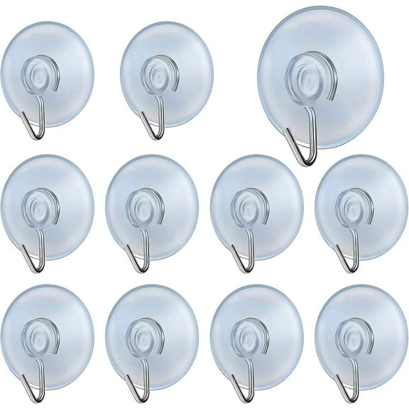 10 PCS Suction Cup Hooks Clear Plastic Sucker Pads 45MM Kitchen Suction Hooks Suction Cup Wall Hooks Hangers Window Sucker Hook No Drill For Glass Door Bathroom Shower Christmas Lights Hanging Wreath