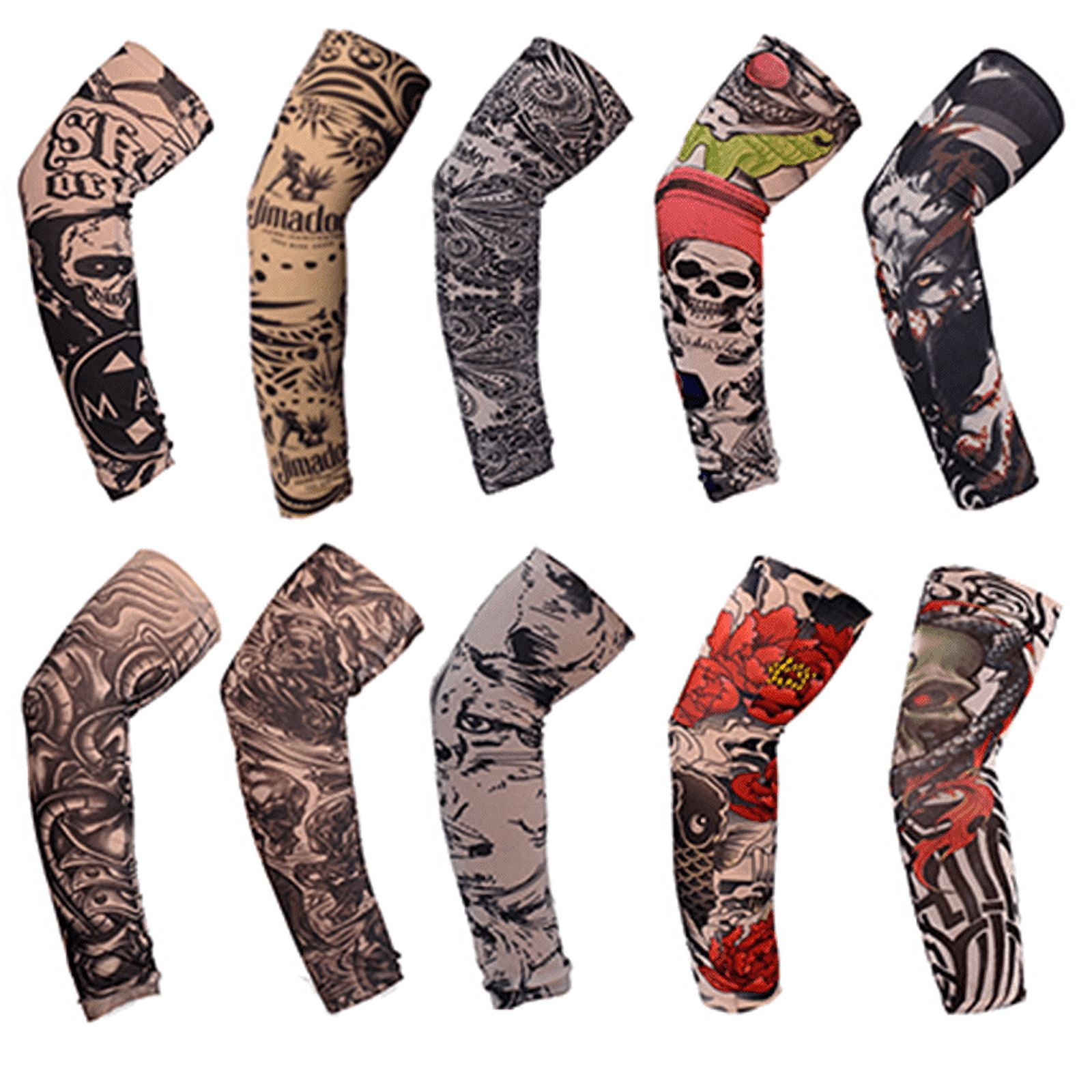 10 PCS Temporary Tattoo Sleeves Body Art Cooling Fake Slip On Arm Sun ...