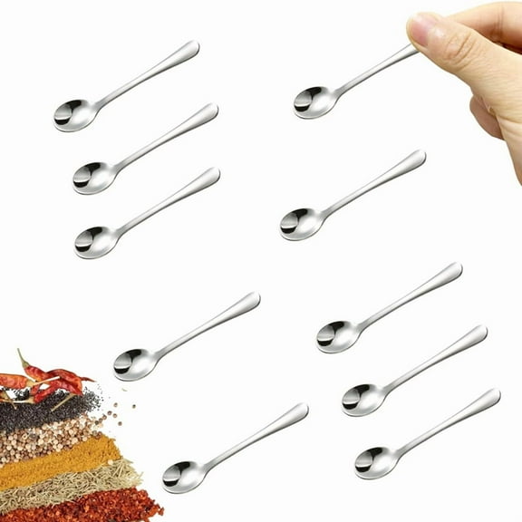10 PCS Tiny Stainless Steel Spoons for Spices Jars, Mini Size 2.87inch, Cute Small Stainless Steel Condiment Spoons