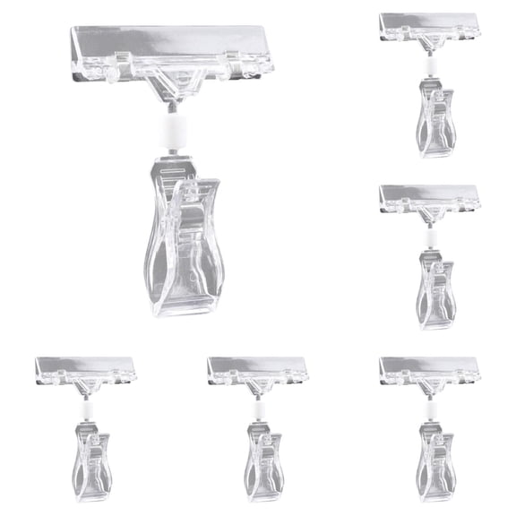 10 PCS Transparent Sign Clips,Merchandise Display Plastic Label Pop Clips,Double Sided Swivel Price Tag Clips,Holders on Clothing Rack Rotatable Menu Clamps for Sale Retail Display (Clear)