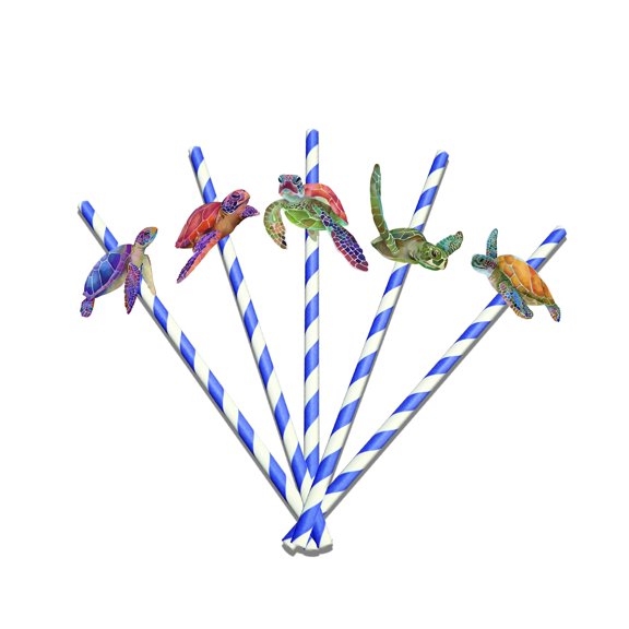 10 PCS Turtle Straws for Baby Shower , 1st Birthday - Ocean Theme Party Decorations