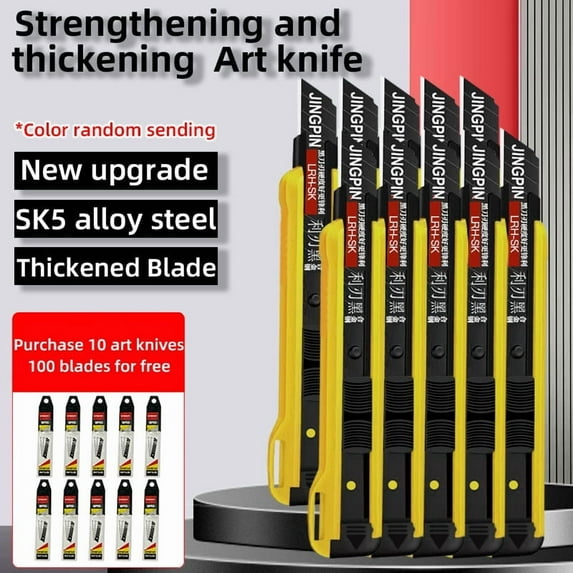 10 PCS Utility Knife Set, 18 mm Retractable Box Cutters Bulk Razor Knife for Heavy Duty Office, Home, Arts Crafts, Hobby