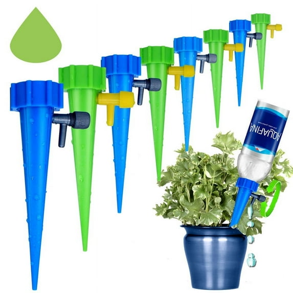 10 PCS Watering Spikes Device Automatic,Plants Self Water Drip Irrigation System,Potted Plant Automatic Watering Device,Random Color(Blue or Green)