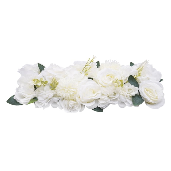 10 PCS White Wedding Dining Table Centerpiece, Artificial Silk Rose Arrangement Decoration, 52*28cm