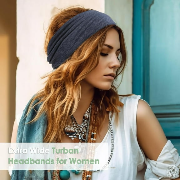10 PCS Wide Headbands for Women-Women Headbands African Wide Hair Wrap Extra Turban Head Bands for Lady Large Sport Workout Stretch Non-slip Big Hair Bands