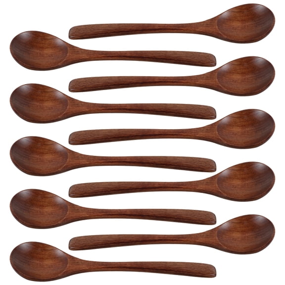 10 PCS Wooden Spoons,7.08 inch Honey Wooden Spoons - Perfect for Tea, Coffee & Soup,Little Wooden Serving Table Spoons Set,Bulk Teaspoon for Eating with Unique Design