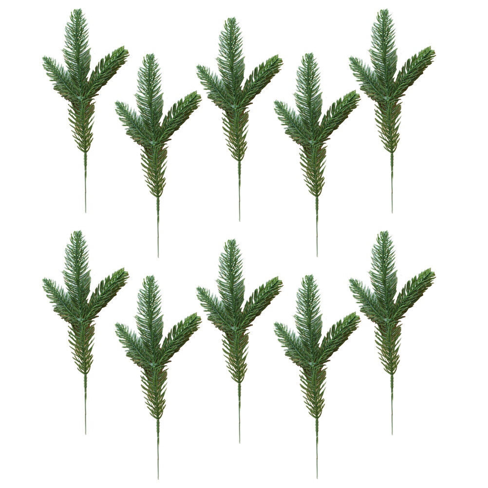 10 PCs Artificial Pine Branches Simulated Plant Christmas Decoration