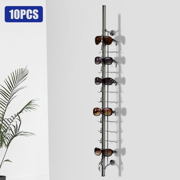 10 PCs Lockable Sunglasses Rack Eyeglass Frame Stand, 120-Pair Aluminum Sun Glasses Display Rack for Glasses Store Silver