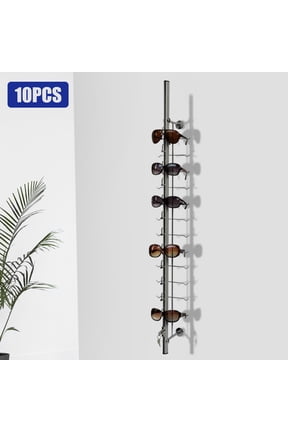 10 PCs Lockable Sunglasses Rack Eyeglass Frame Stand, 120-Pair Aluminum Sun Glasses Display Rack for Glasses Store Silver