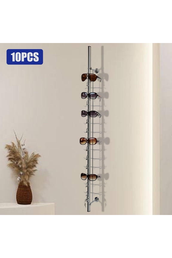 10 PCs Lockable Sunglasses Rack Eyeglass Frame Stand, 140-Pair Aluminum Sun Glasses Display Rack for Glasses Store Silver