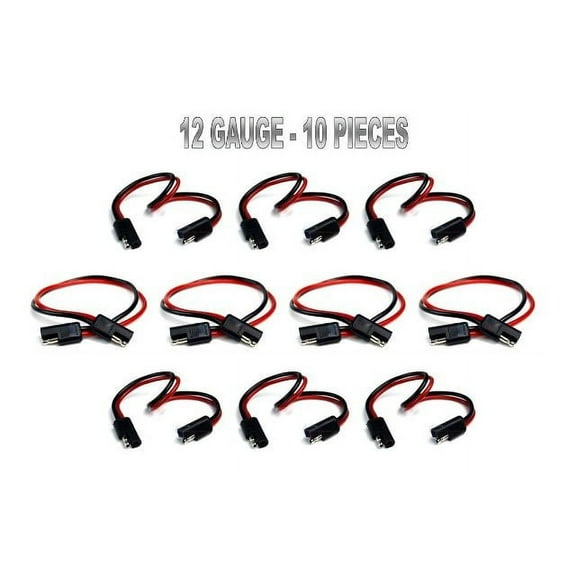 10 PIECES 12 GA 12" QUICK DISCONNECT POLARIZED INLINE POWER CABLE WIRE HARNESS