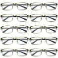 thumbnail image 1 of 10 PK Brass Metal Frame Mens Reading Glasses Spring Hinge Blue Light Blocking Readers +2.75, 1 of 6